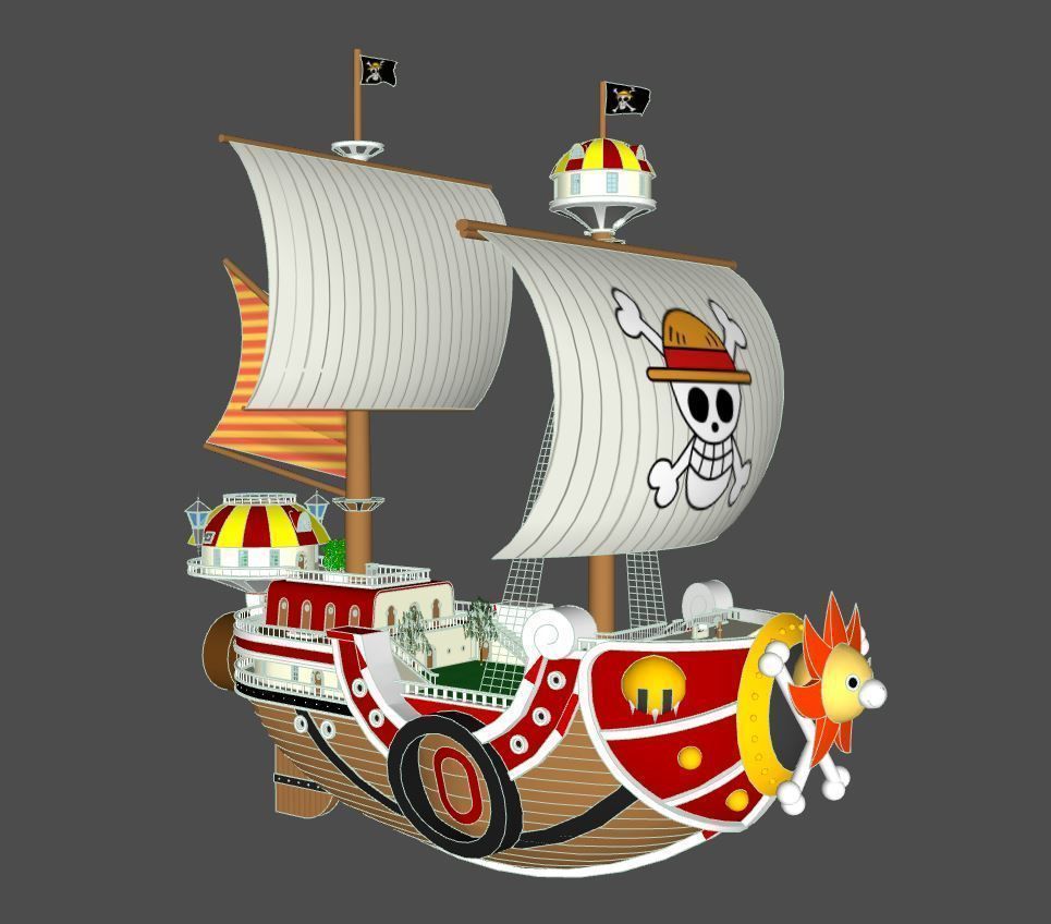 One Piece Thousand Sunny Go Grand Ship Low-poly 3D model_5