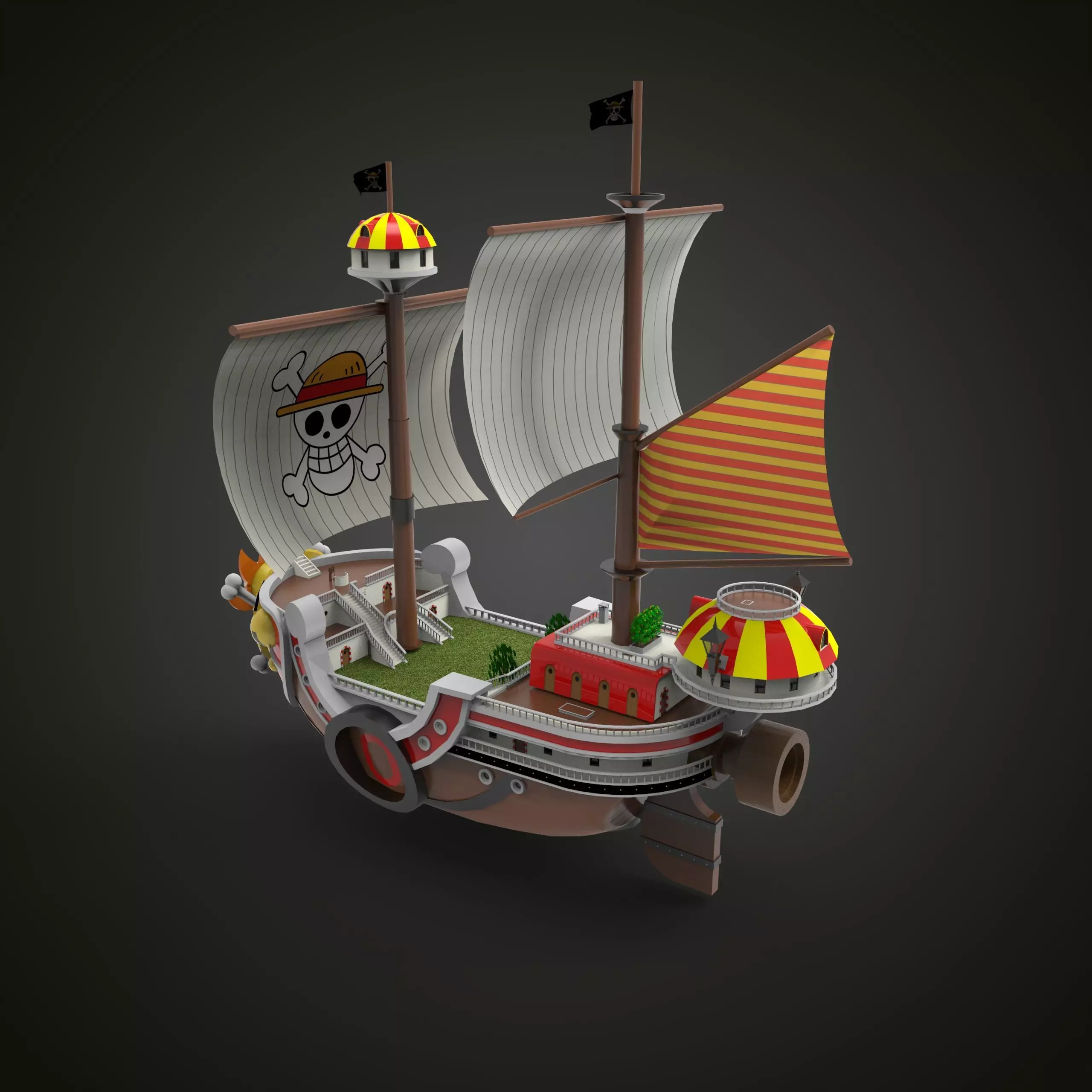 One Piece Thousand Sunny Go Grand Ship Low-poly 3D model_0