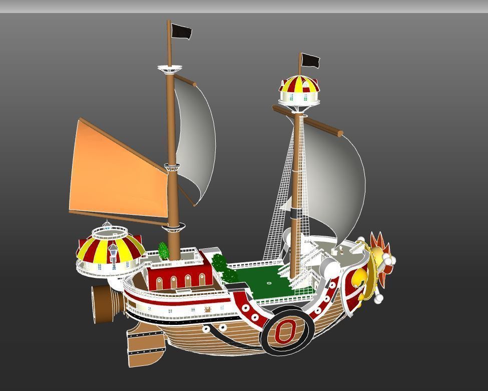 One Piece Thousand Sunny Go Grand Ship Low-poly 3D model_6