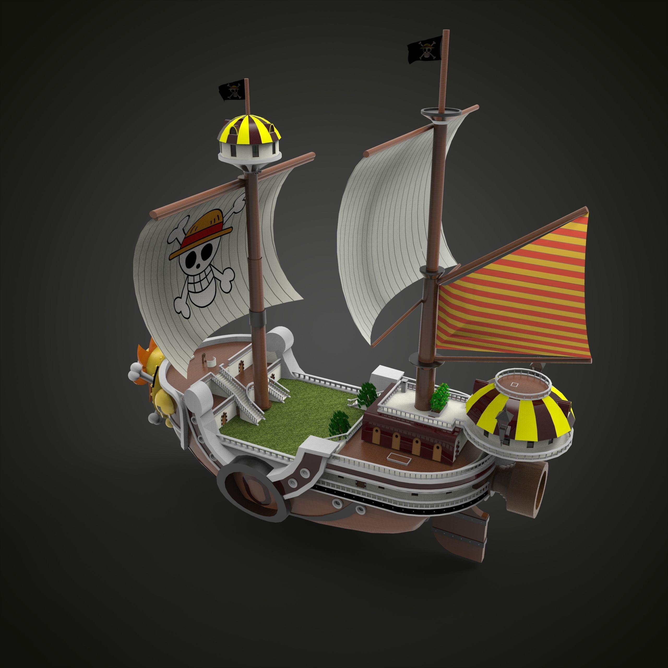One Piece Thousand Sunny Go Grand Ship Low-poly 3D model_12