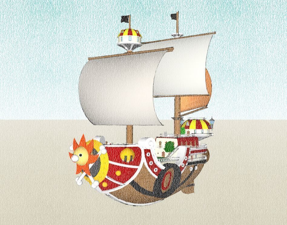 One Piece Thousand Sunny Go Grand Ship Low-poly 3D model_13