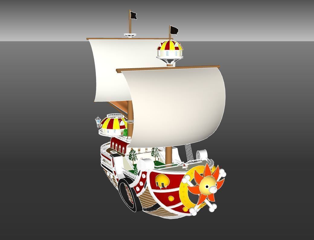 One Piece Thousand Sunny Go Grand Ship Low-poly 3D model_9