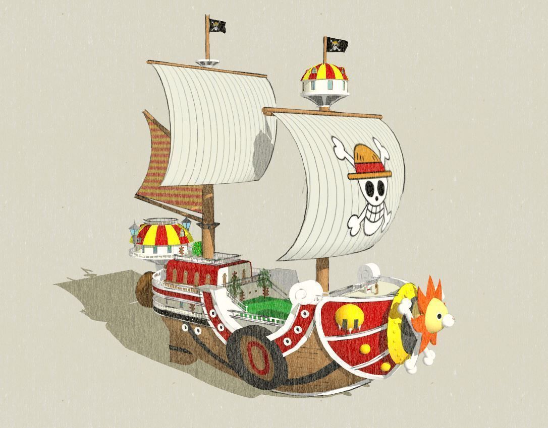 One Piece Thousand Sunny Go Grand Ship Low-poly 3D model_11