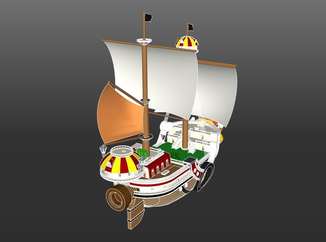 One Piece Thousand Sunny Go Grand Ship Low-poly 3D model_8