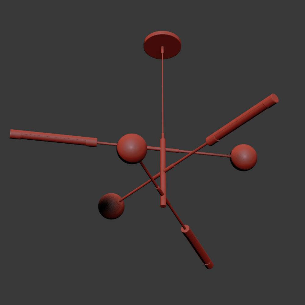 Scandinavian style minimalist chandelier 3D model_1