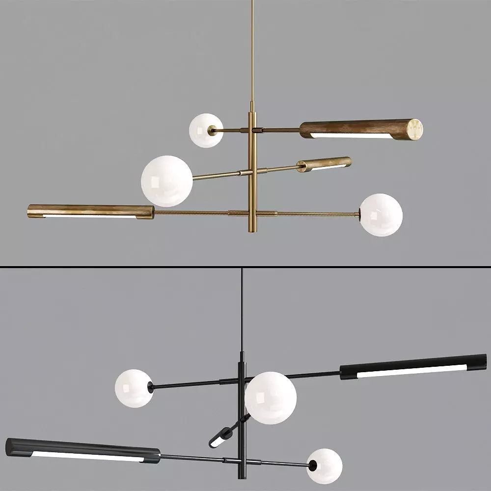 Scandinavian style minimalist chandelier 3D model_0