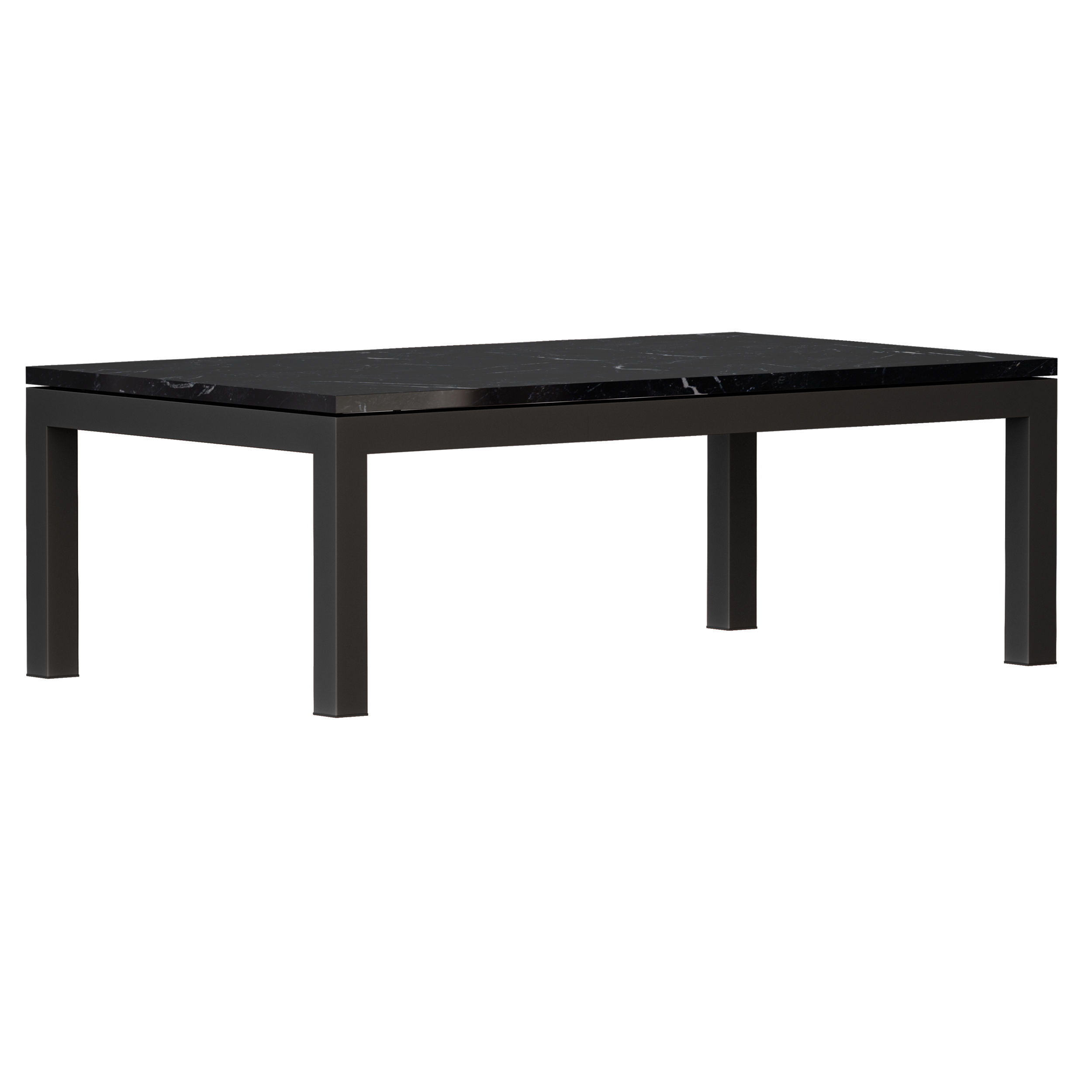 Parsons Black Marble TopDark Steel Base Rectangular Coffee Table 3D model_2