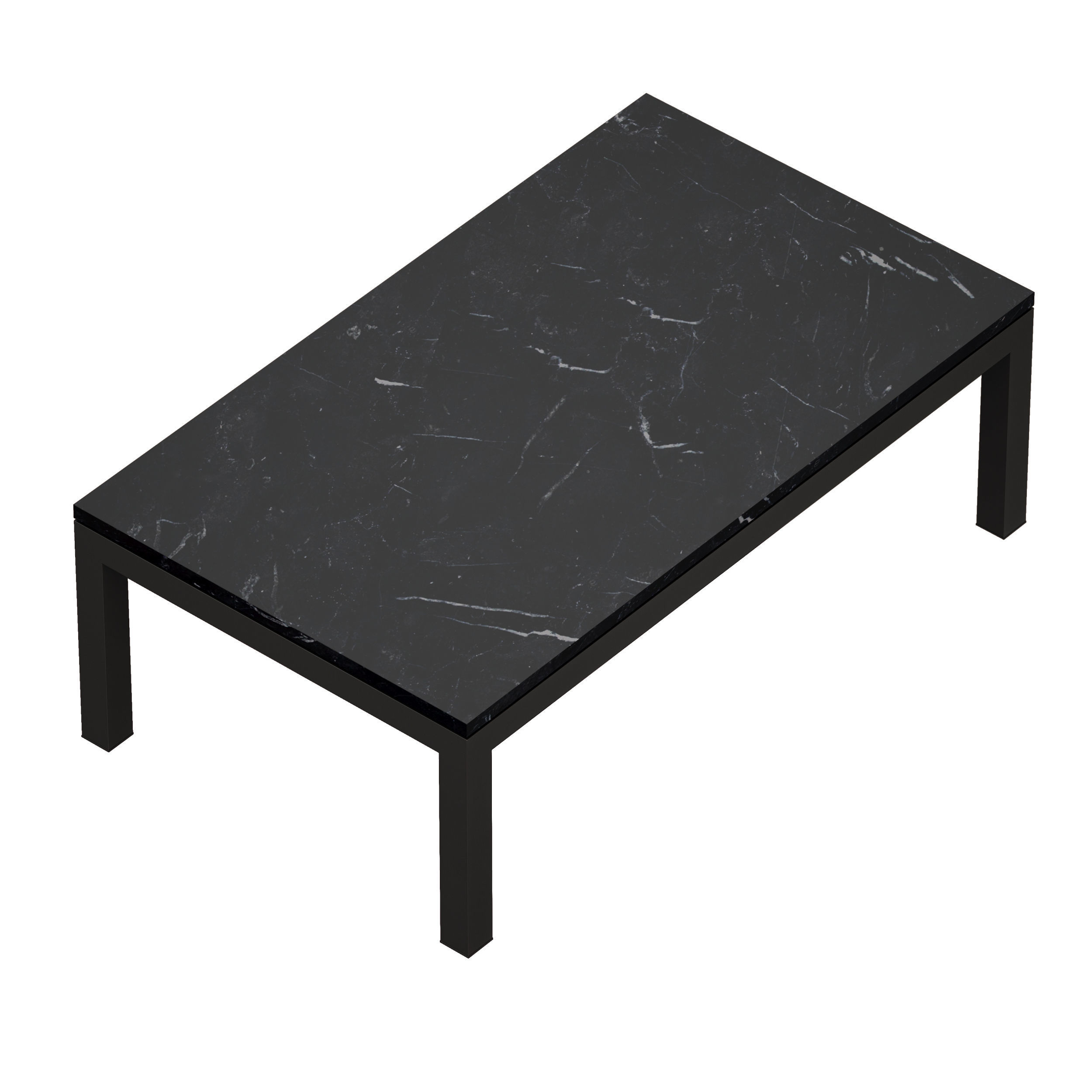 Parsons Black Marble TopDark Steel Base Rectangular Coffee Table 3D model_3