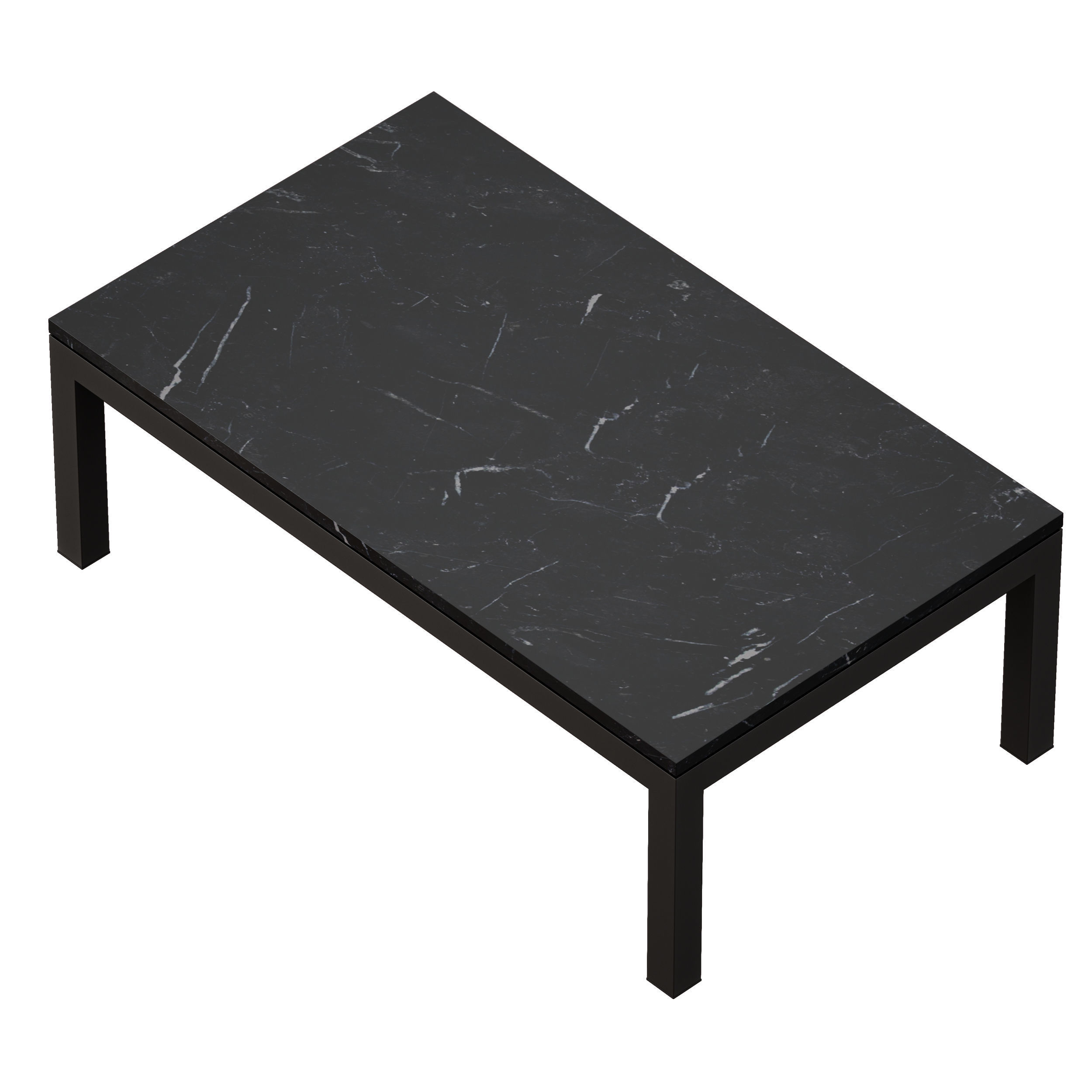 Parsons Black Marble TopDark Steel Base Rectangular Coffee Table 3D model_4