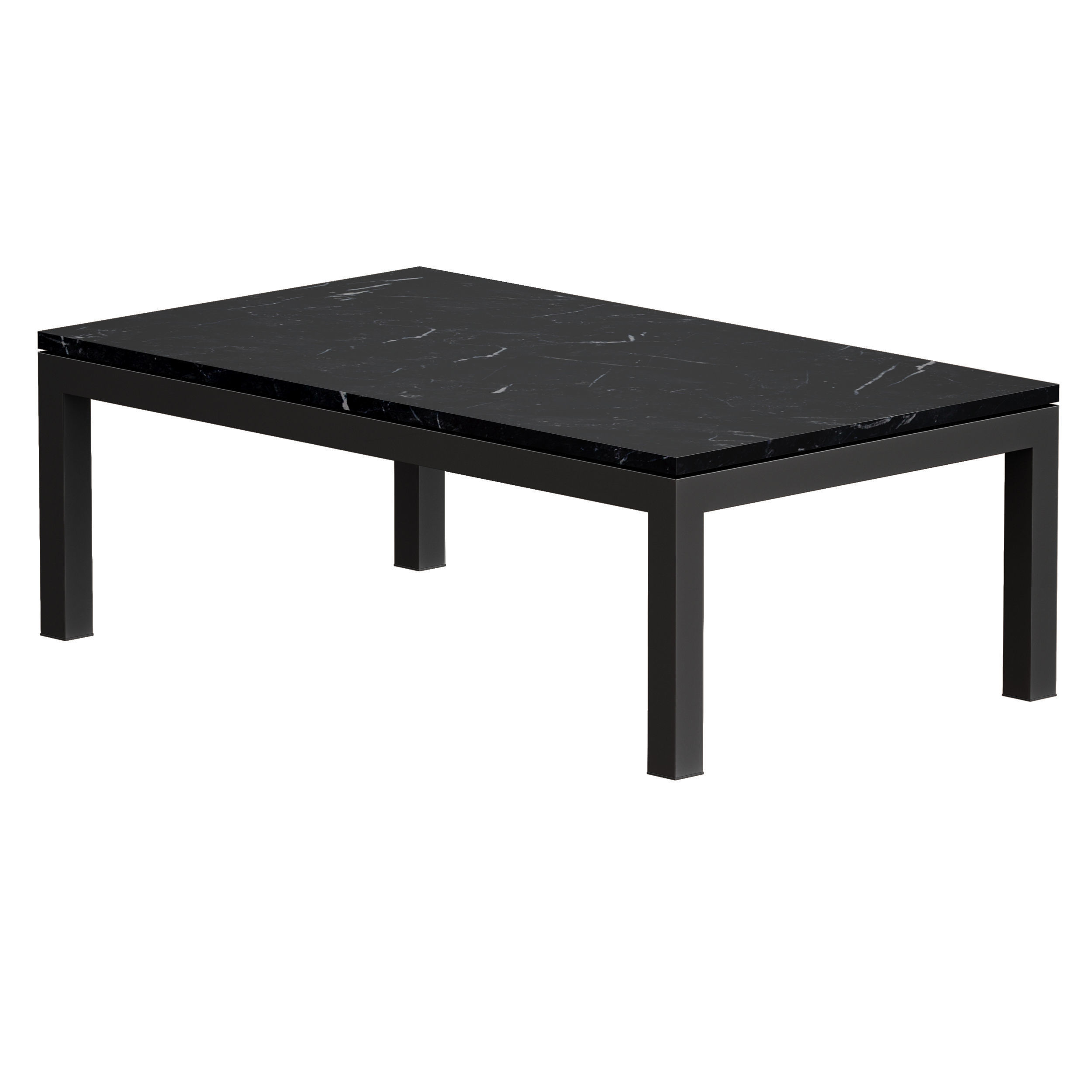 Parsons Black Marble TopDark Steel Base Rectangular Coffee Table 3D model_5