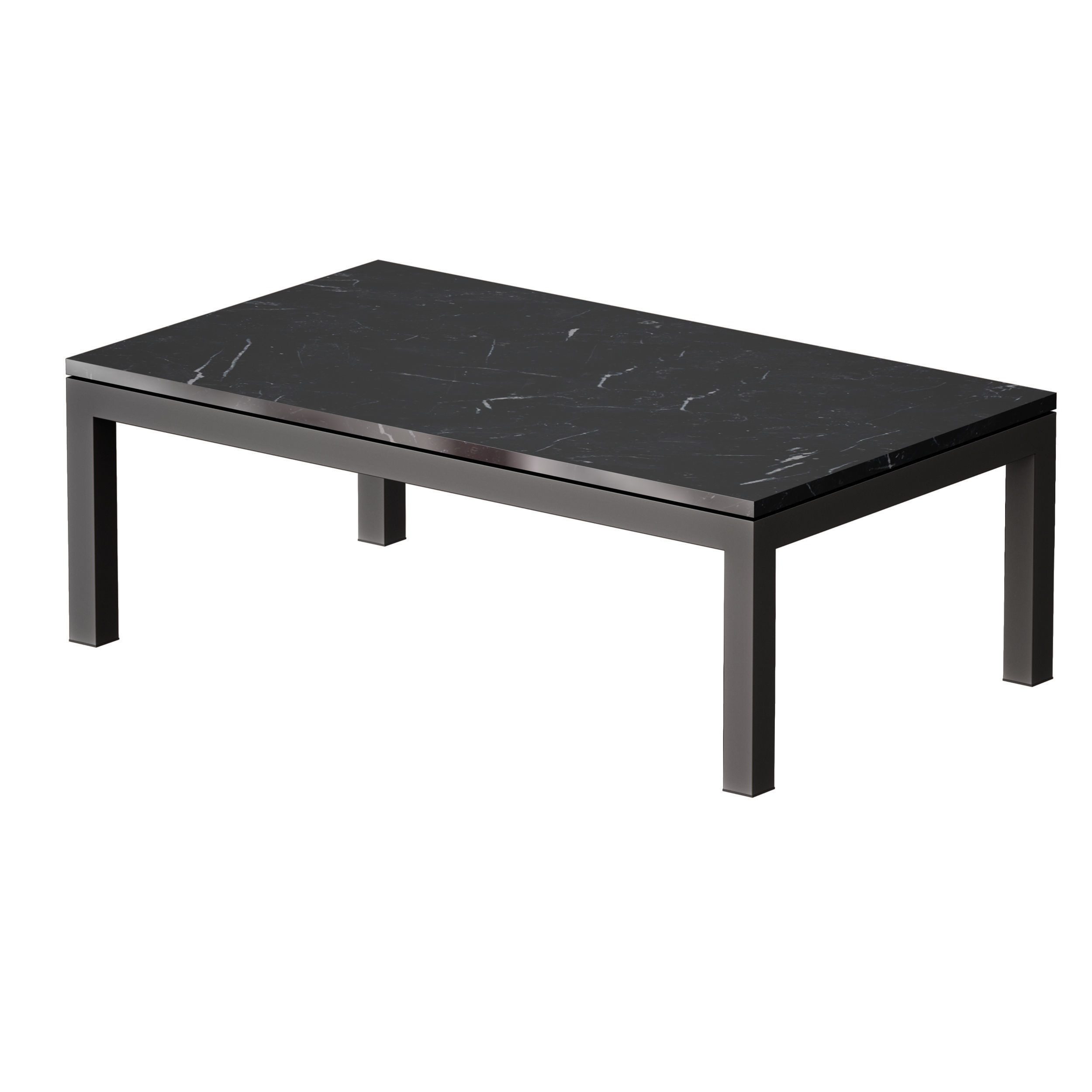 Parsons Black Marble TopDark Steel Base Rectangular Coffee Table 3D model_1