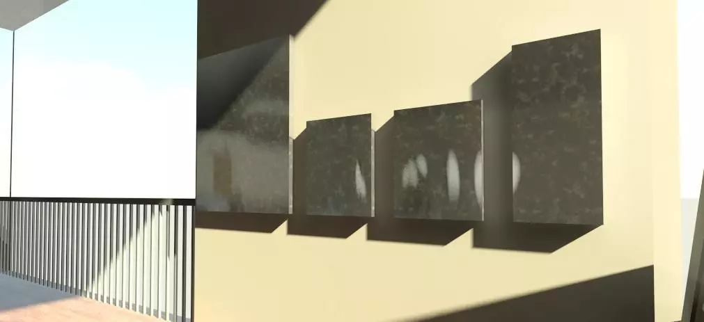 mirror balcony in modern building Low-poly 3D model_0