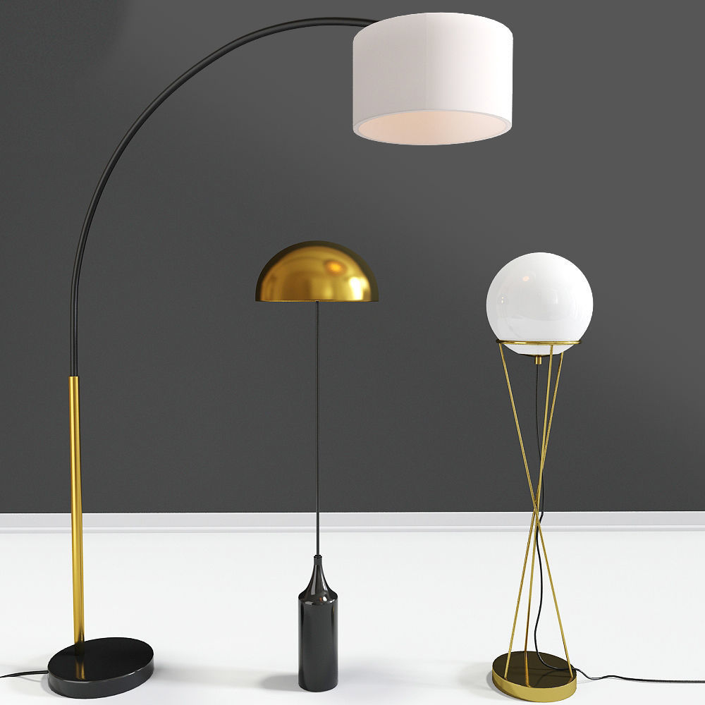 Solid Glass Globe Floor Lamp 3D model_2