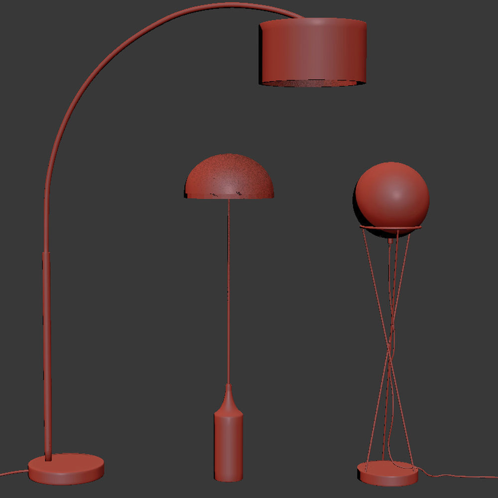 Solid Glass Globe Floor Lamp 3D model_1
