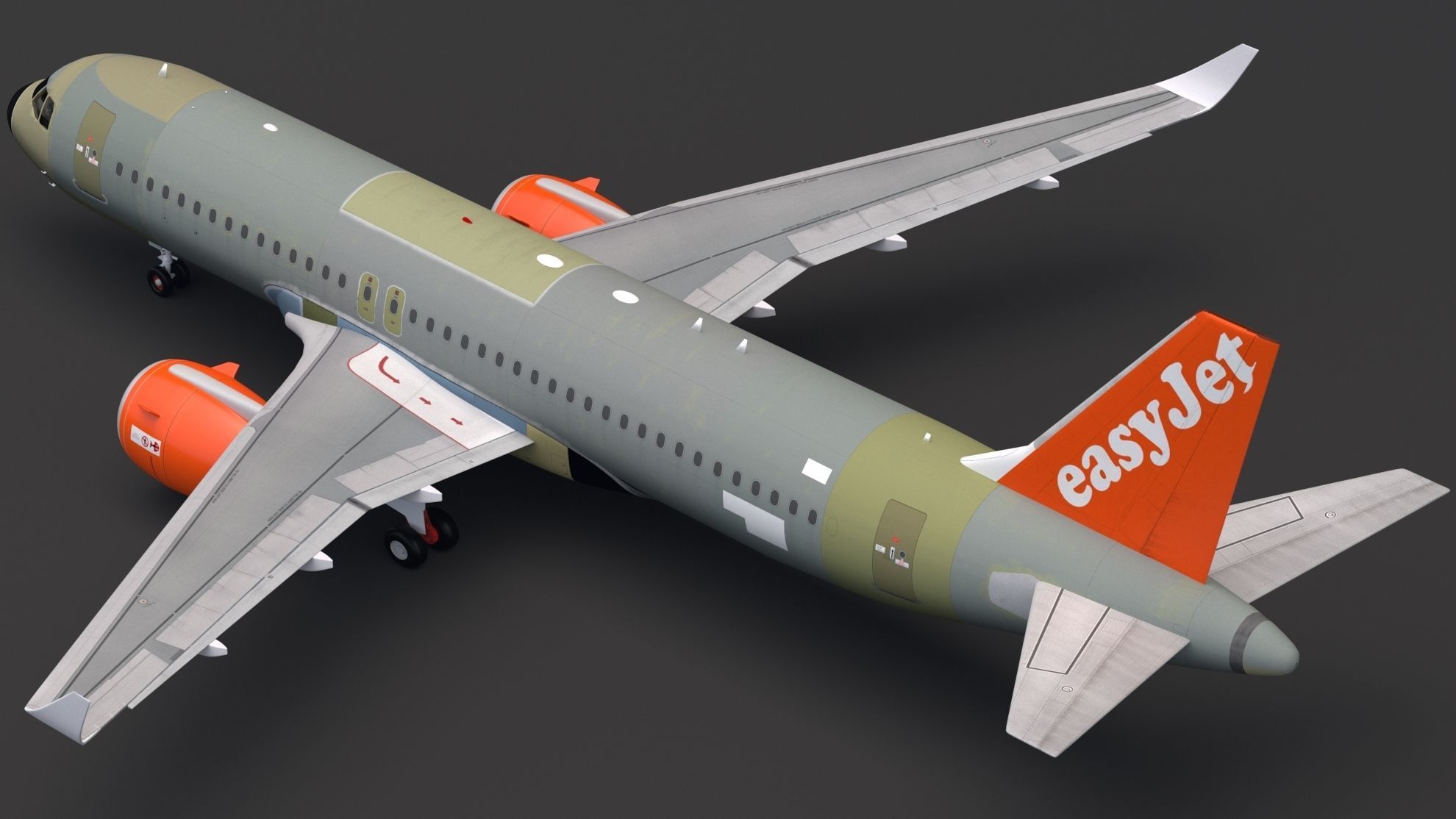 EasyJet A320 Unpainted 3D model_2