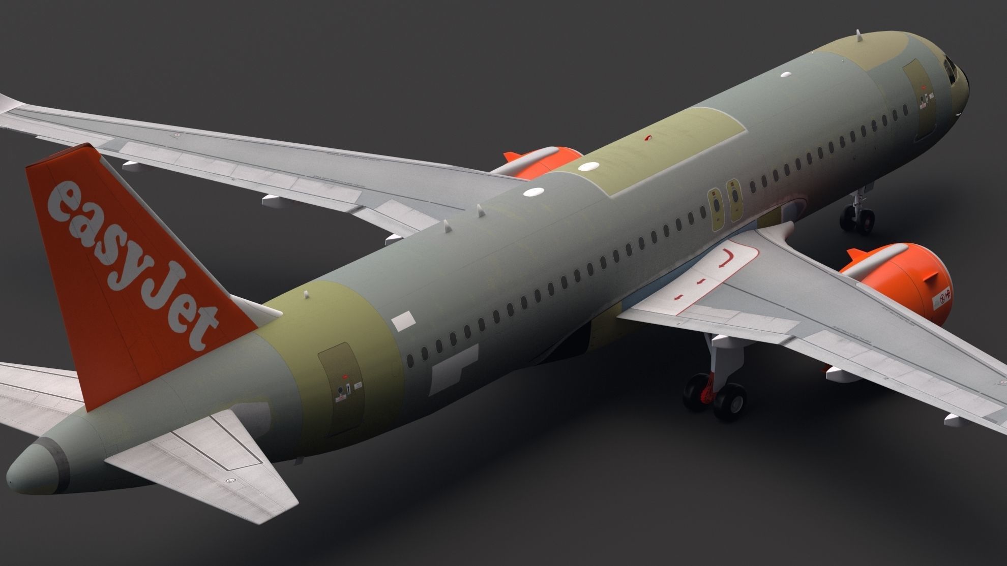 EasyJet A320 Unpainted 3D model_3