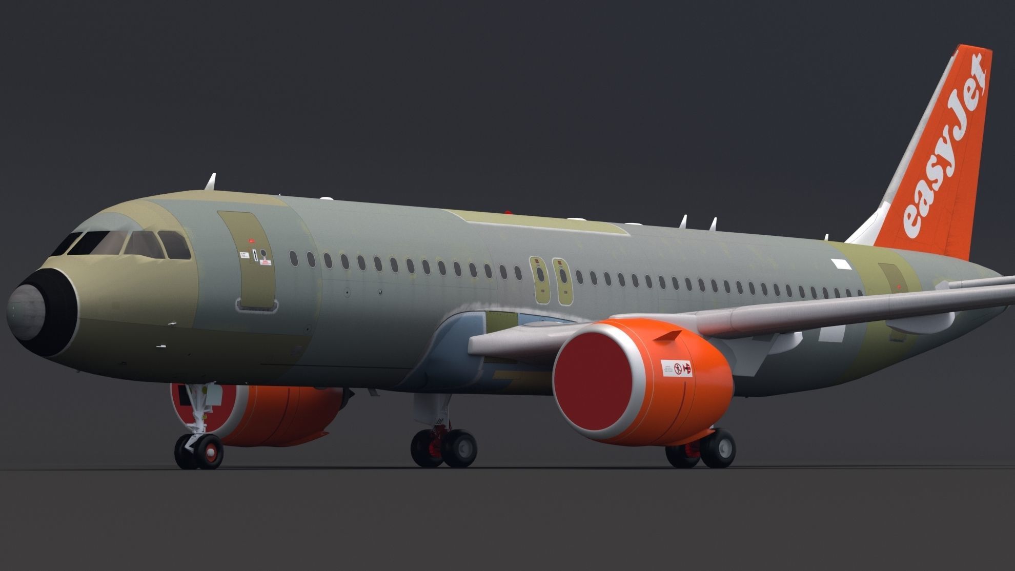 EasyJet A320 Unpainted 3D model_1