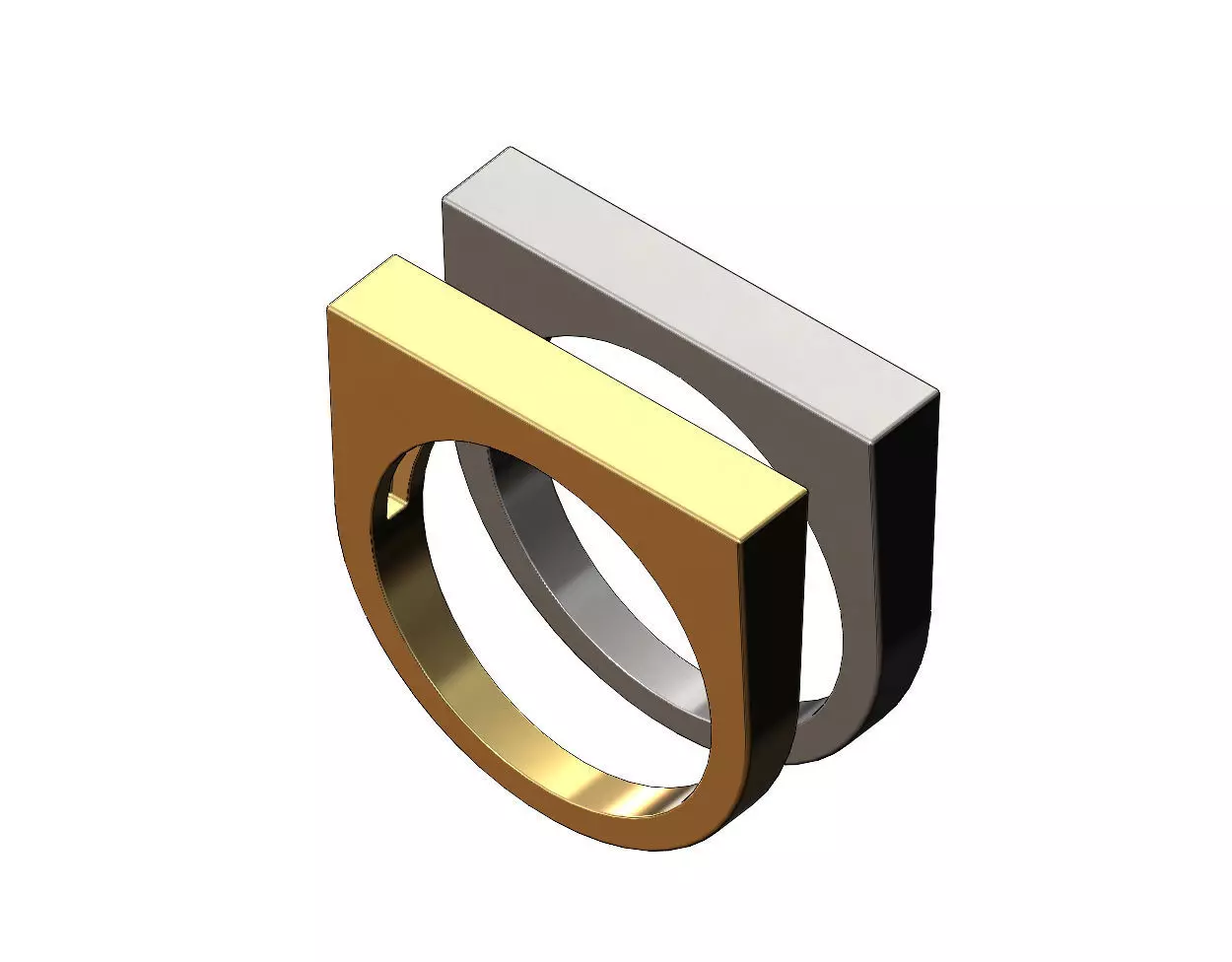 Flat top rectangular signet ring 3D print model_0