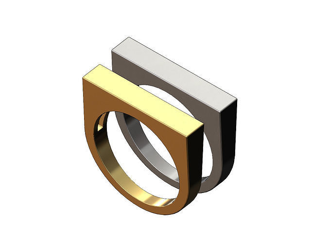 Flat top rectangular signet ring 3D print model