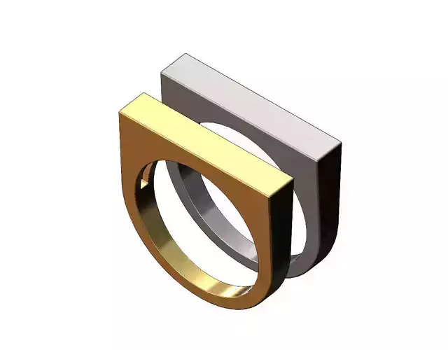 Flat top rectangular signet ring
