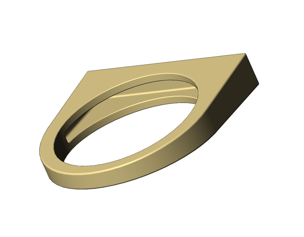 Flat top rectangular signet ring 3D print model_9