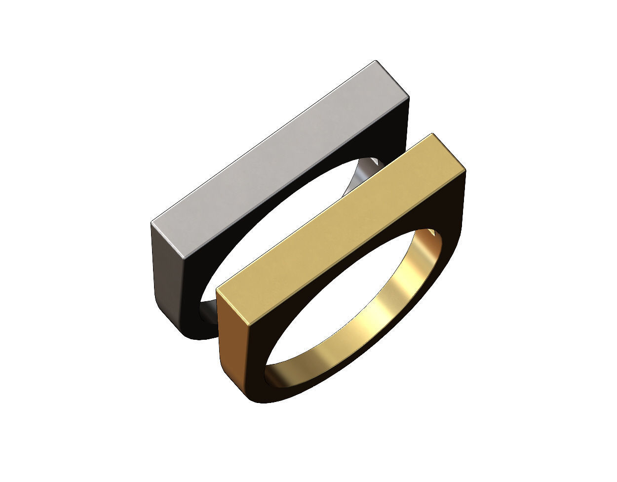 Flat top rectangular signet ring 3D print model_3