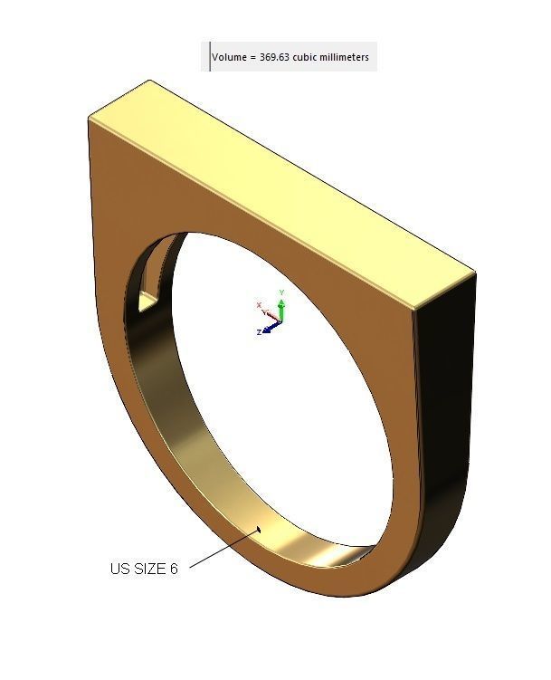 Flat top rectangular signet ring 3D print model_10