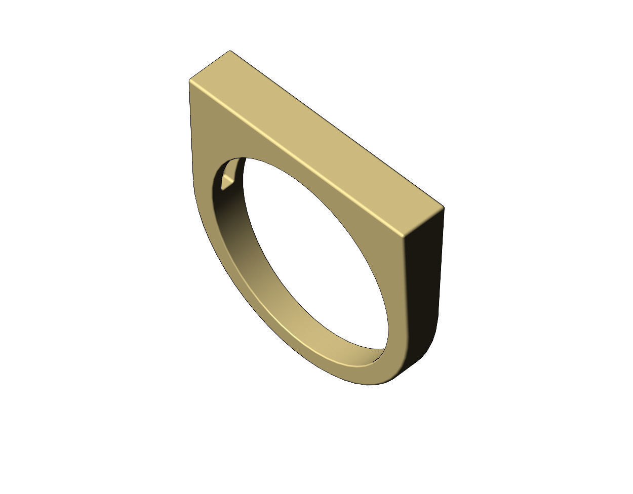 Flat top rectangular signet ring 3D print model_5
