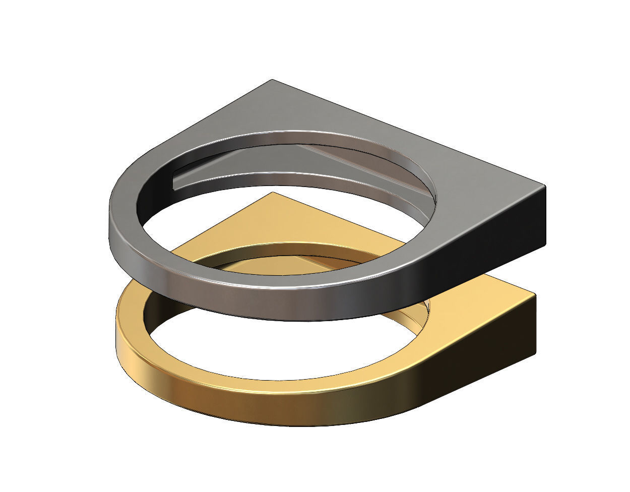 Flat top rectangular signet ring 3D print model_2