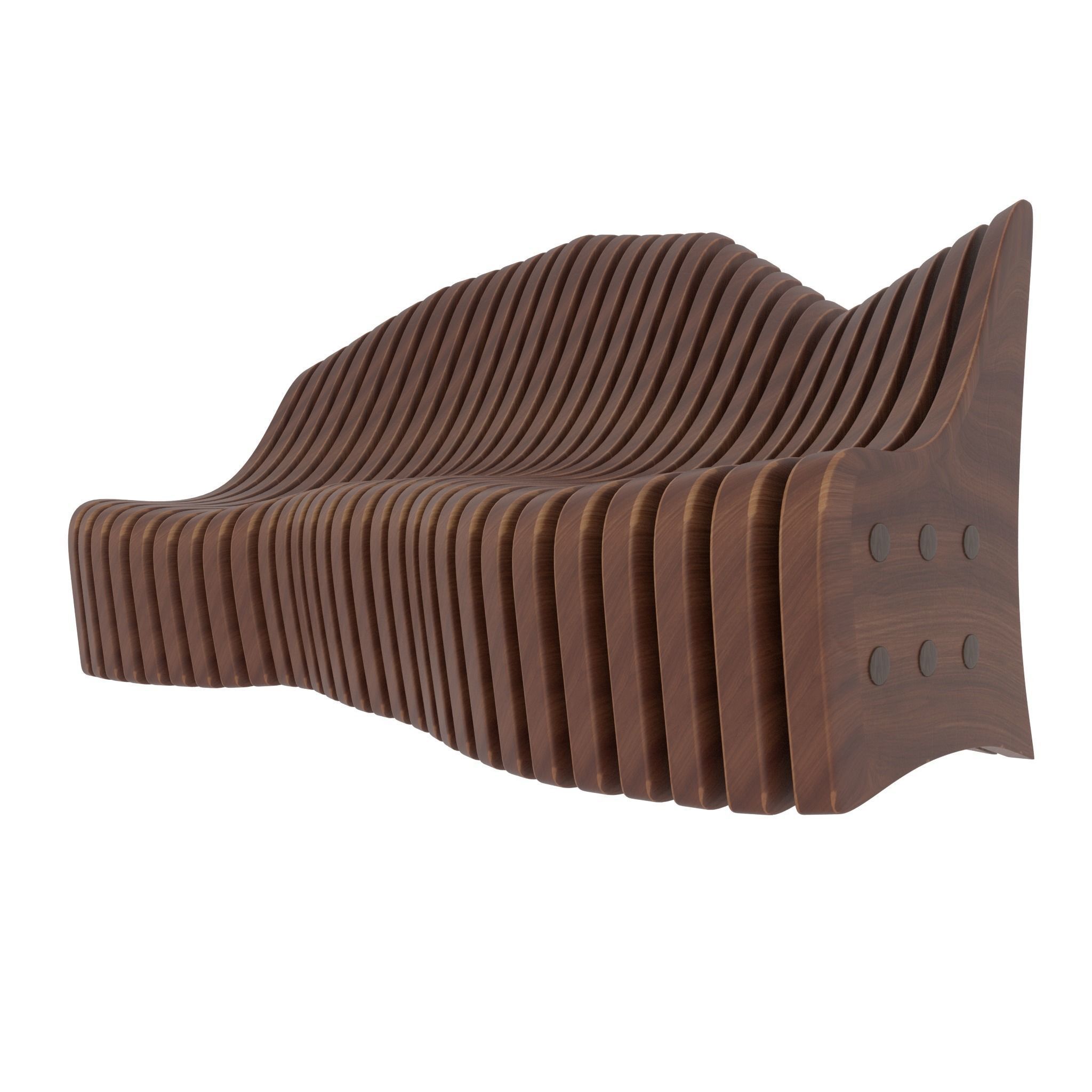 Wooden Sofa 3D model_3