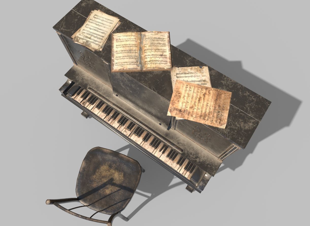Dusty Piano 3D model_8