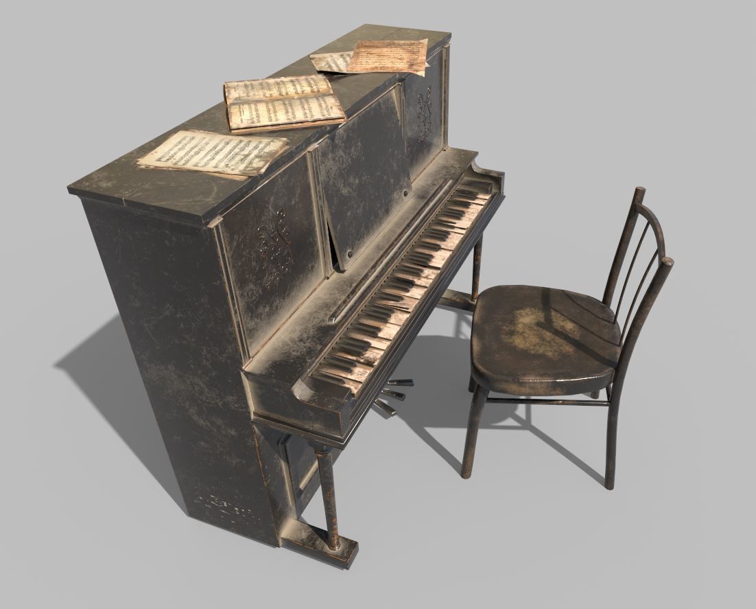Dusty Piano 3D model_9