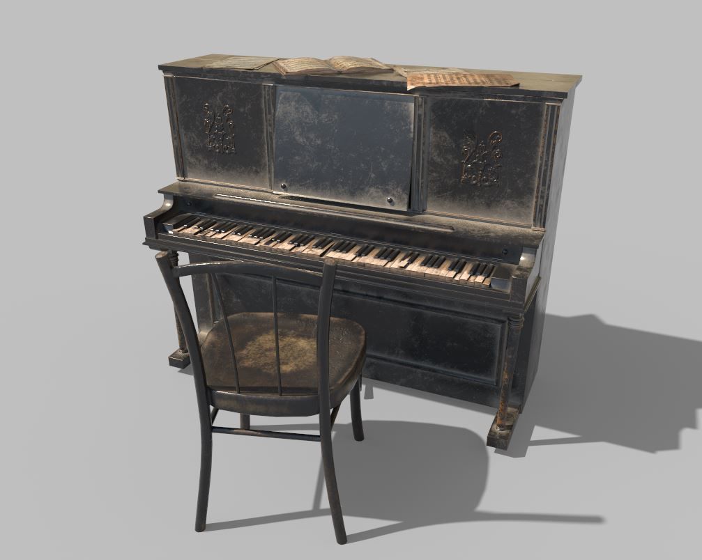 Dusty Piano 3D model_3