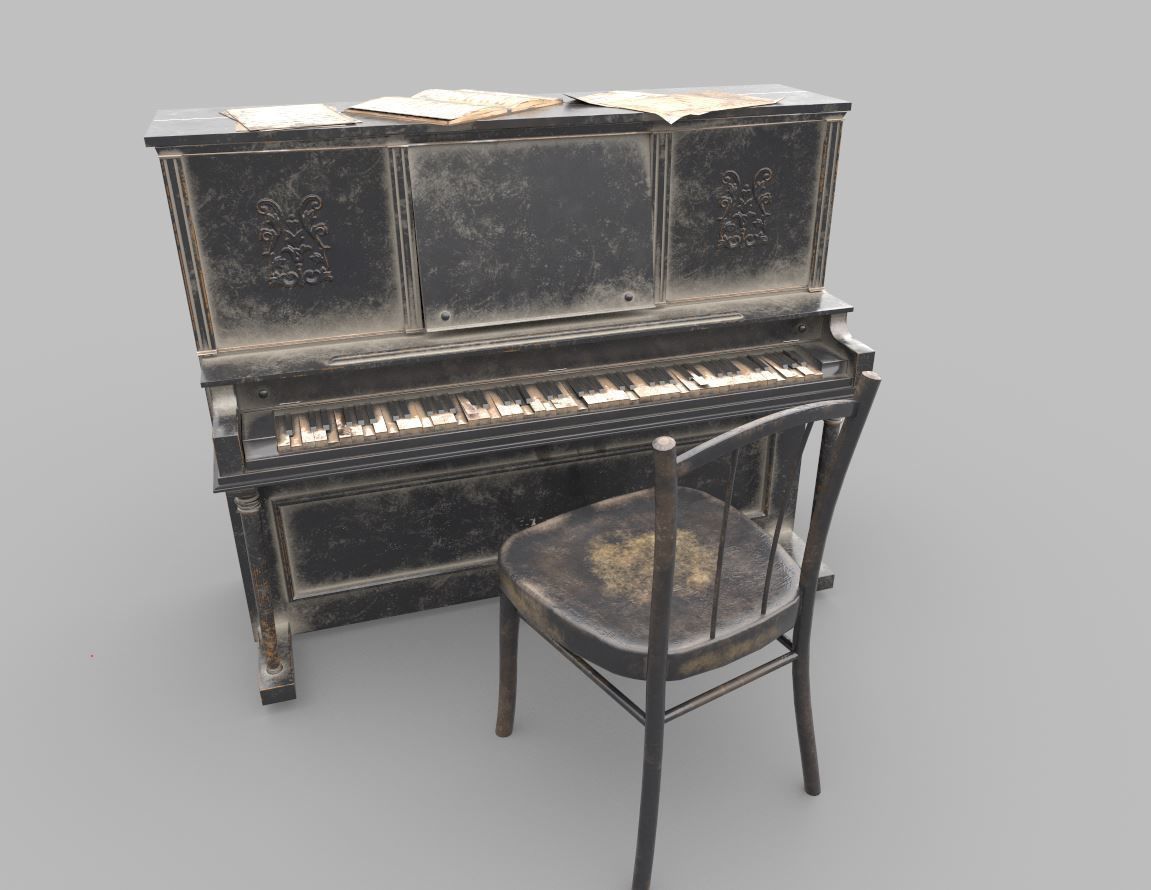 Dusty Piano 3D model_1