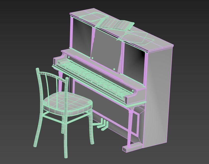 Dusty Piano 3D model_13