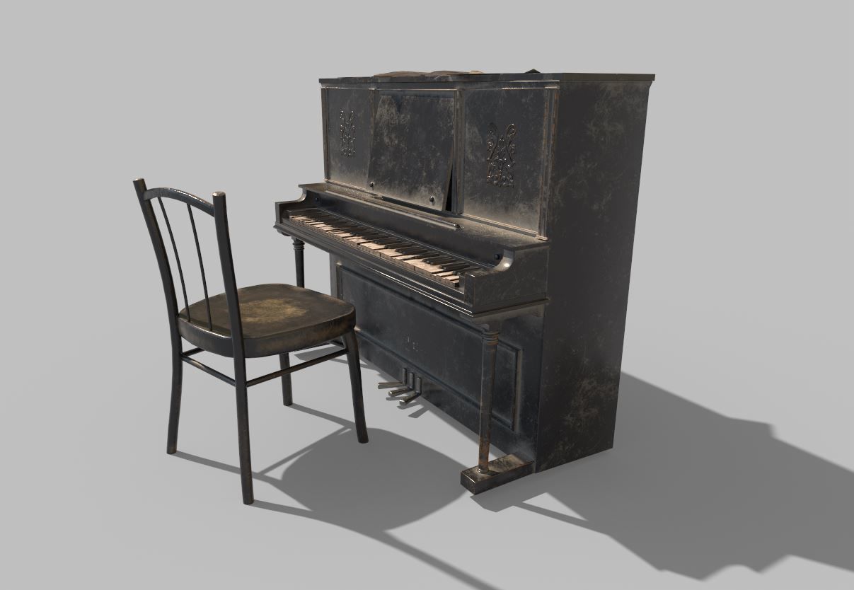 Dusty Piano 3D model_4