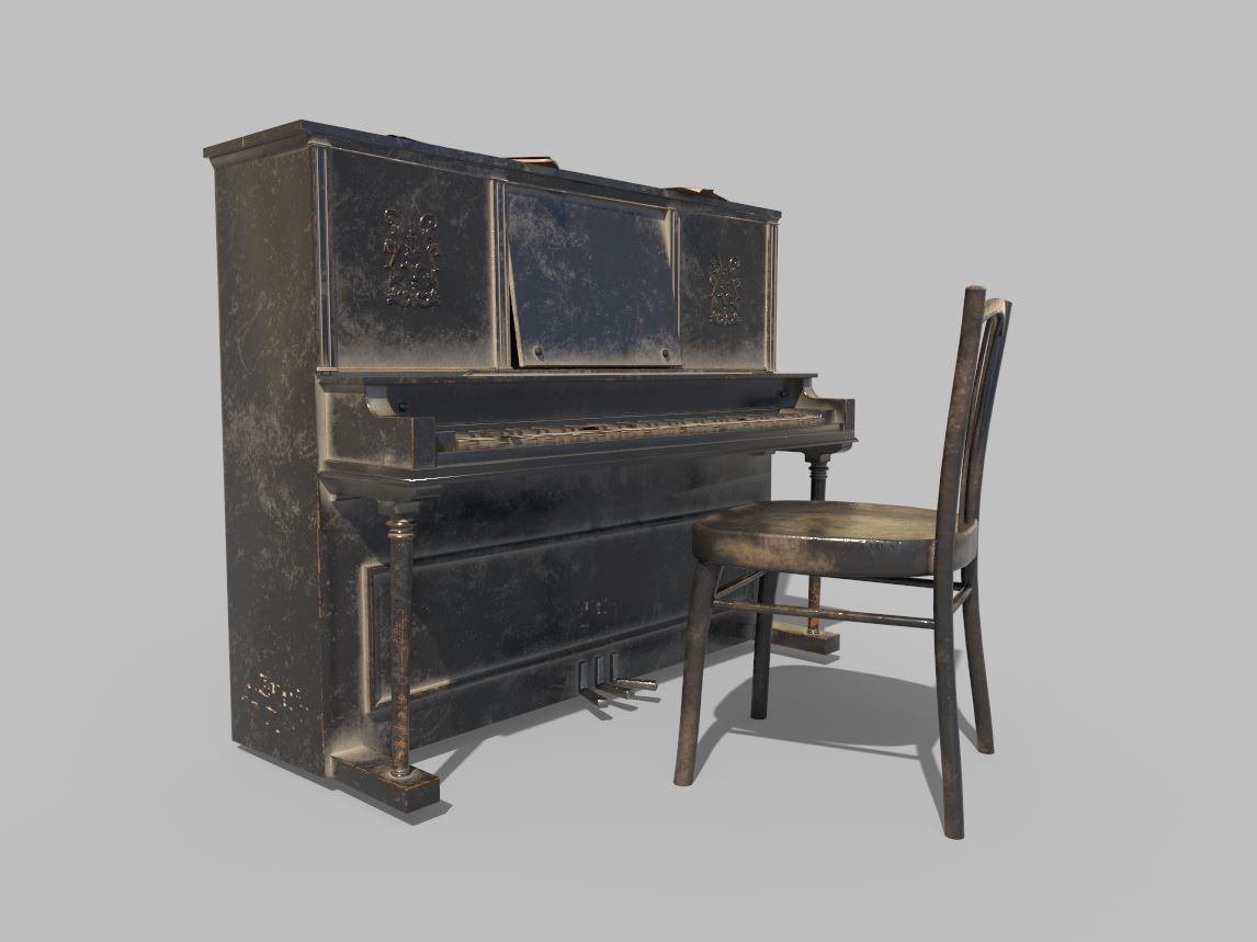 Dusty Piano 3D model_2