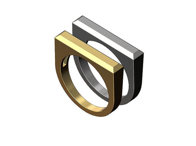 Chamfered flat top rectangular signet ring 3D print model