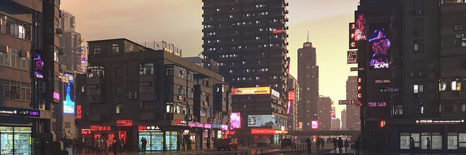 Cyber City Low-poly 3D model