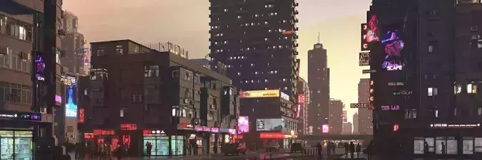 Cyber City Low-poly 3D model