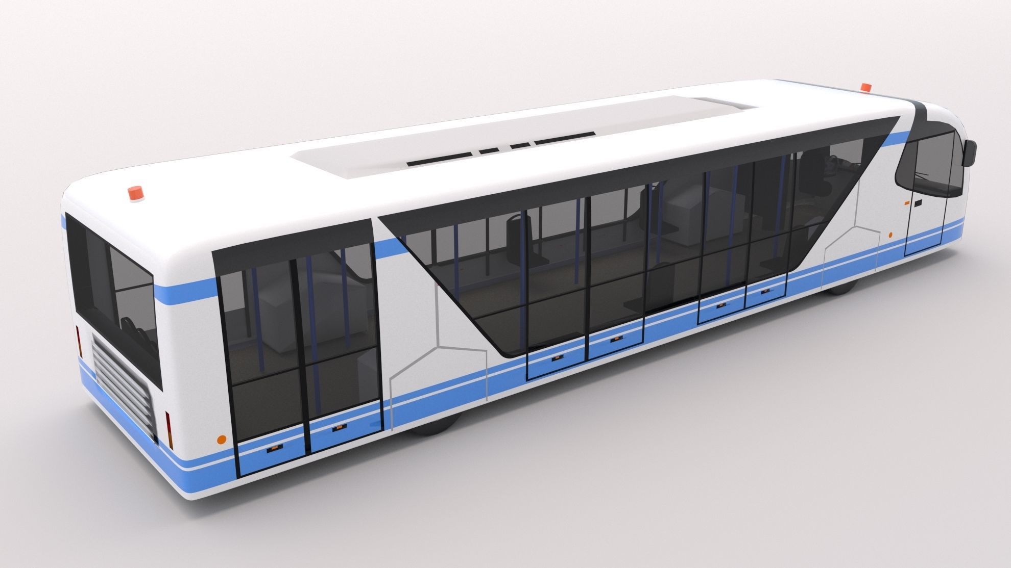 Airport Bus Low-poly 3D model_2