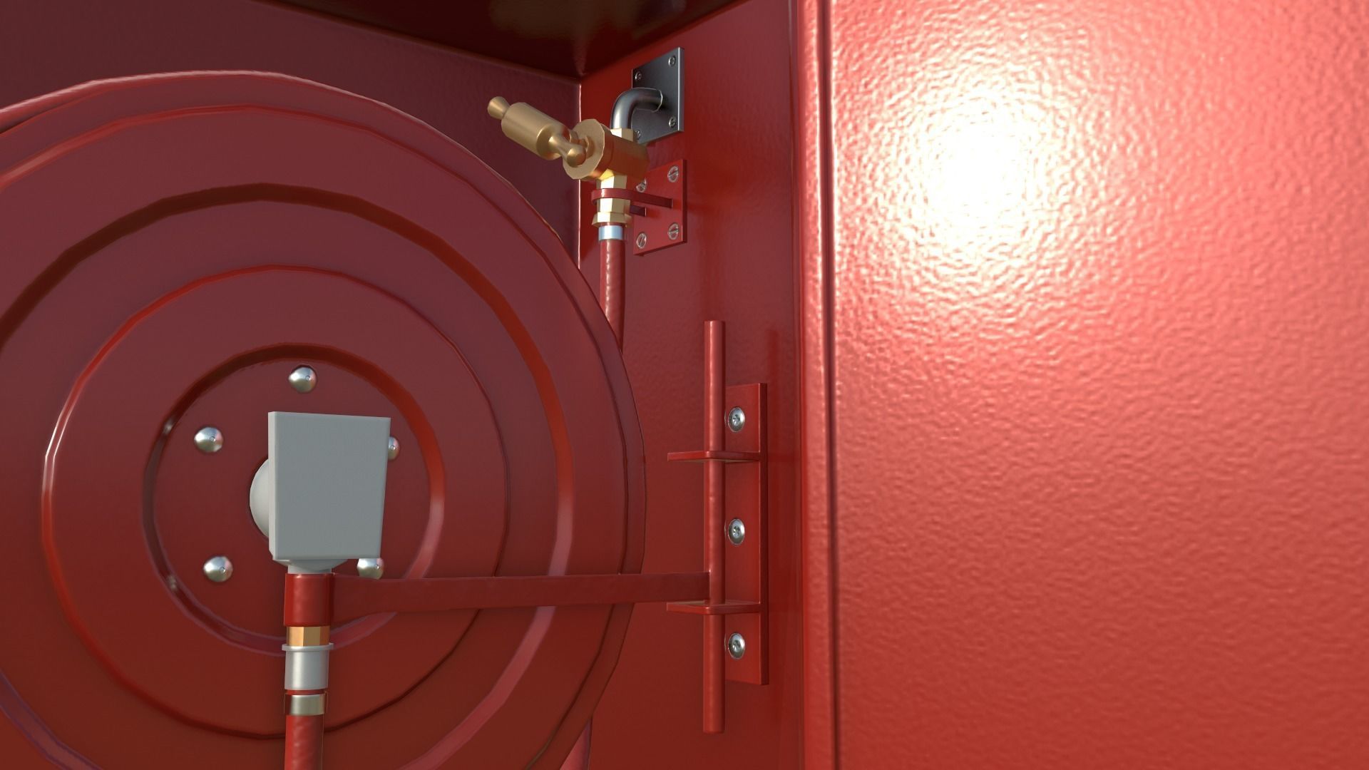 Hose reel case PBR Low-poly 3D model_4