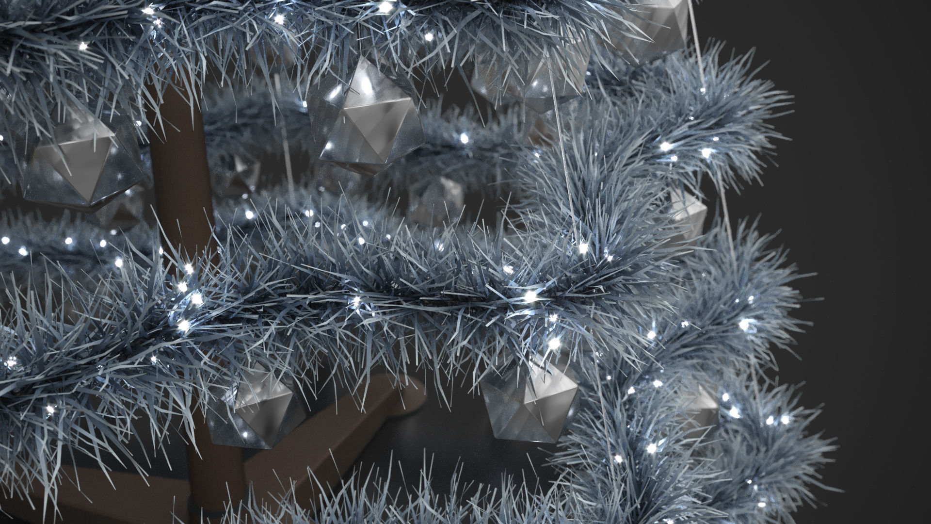 Modern Artficial Wire Decorated Christmas tree 3D model_7