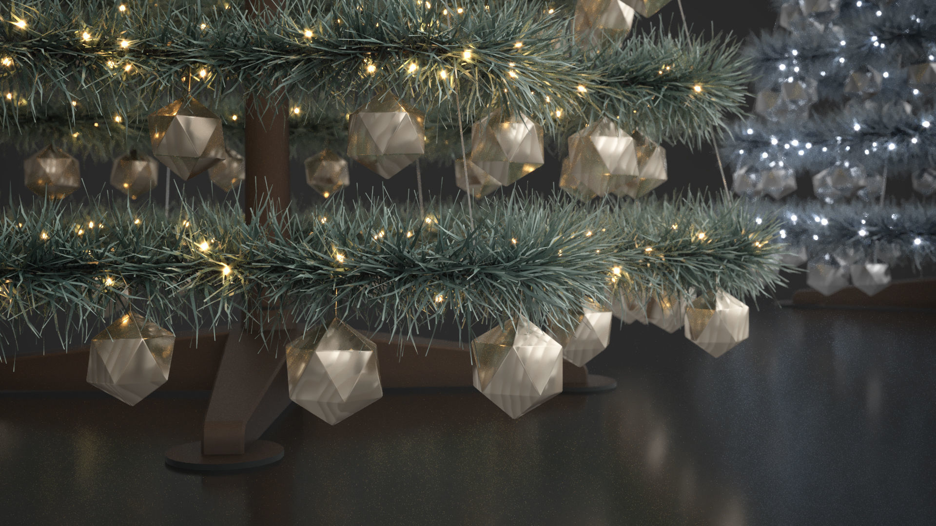 Modern Artficial Wire Decorated Christmas tree 3D model_6