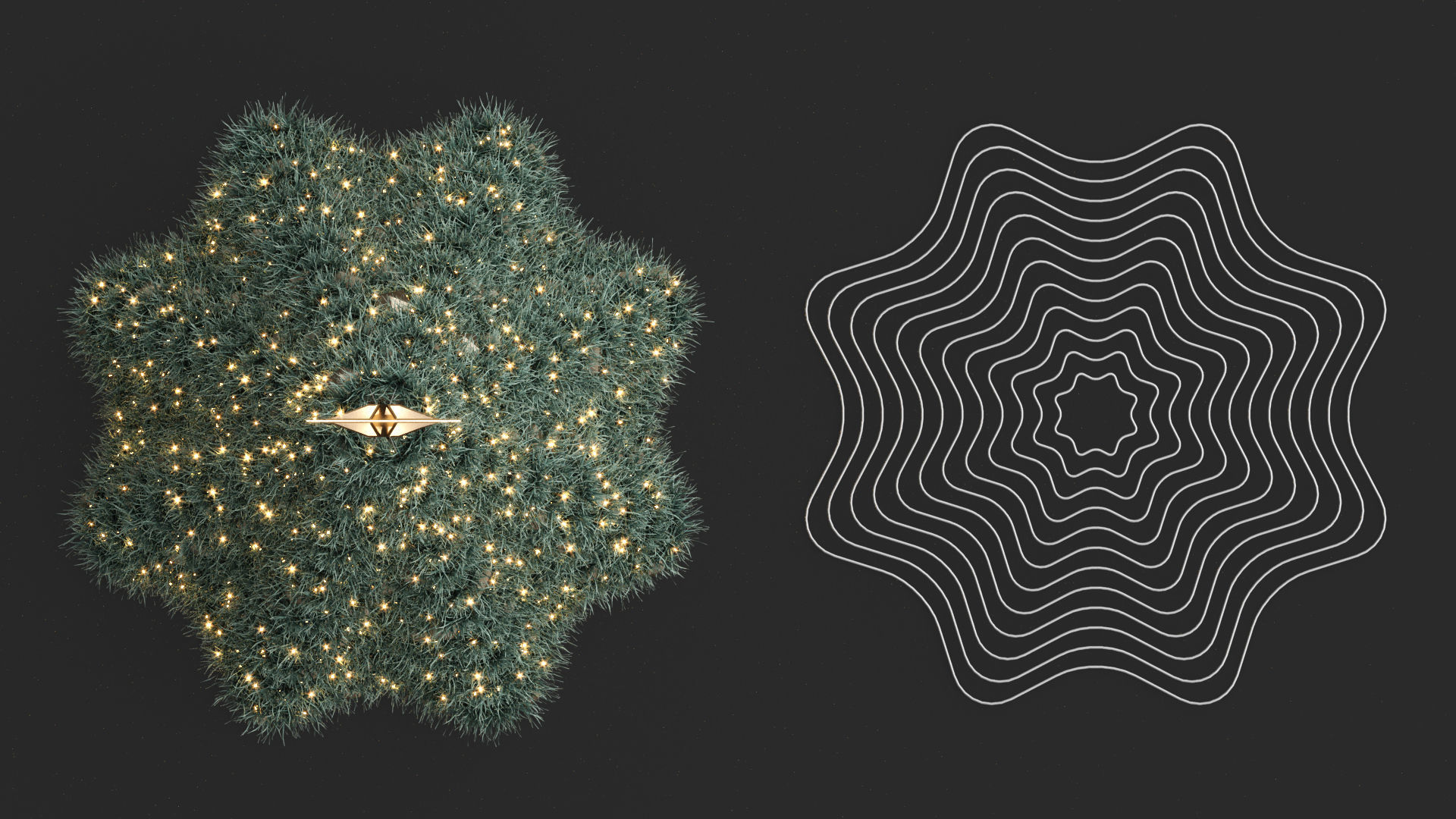 Modern Artficial Wire Decorated Christmas tree 3D model_3