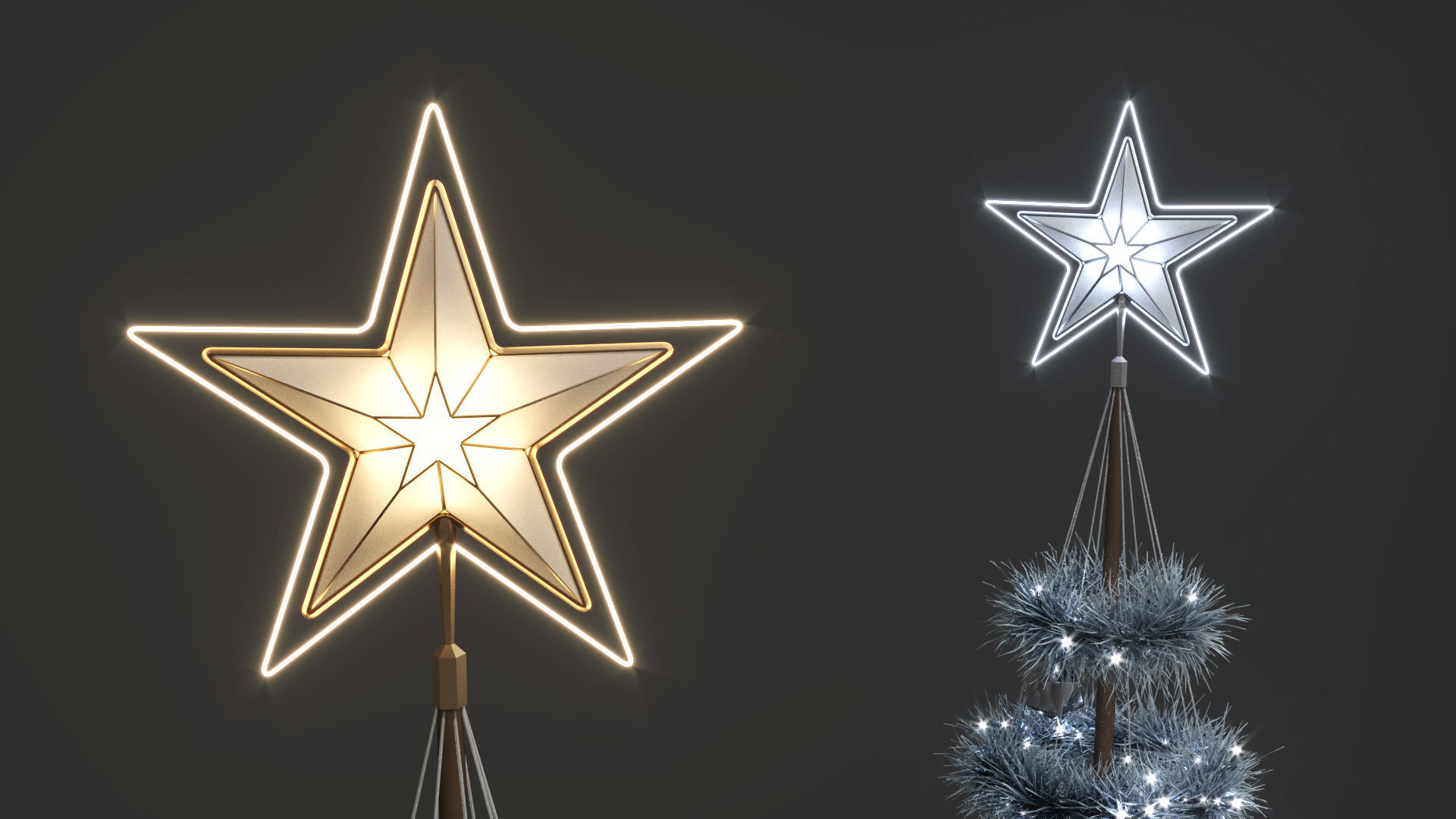 Modern Artficial Wire Decorated Christmas tree 3D model_4