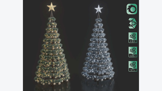 Modern Artficial Wire Decorated Christmas tree 3D model
