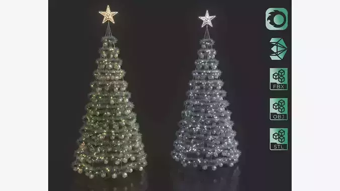 Modern Artficial Wire Decorated Christmas tree 3D model
