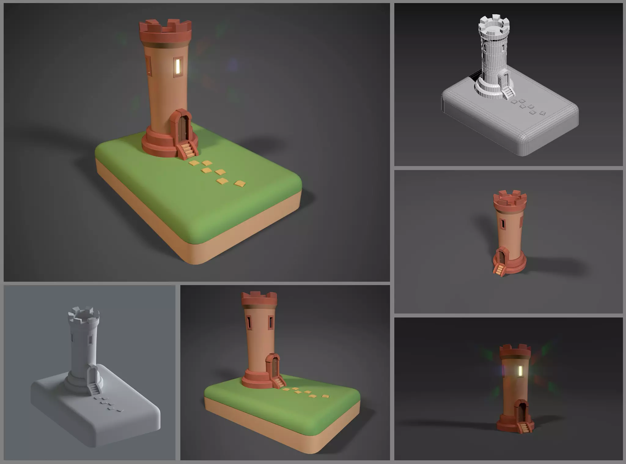 Stylized cartoon tower Low-poly 3D model_0