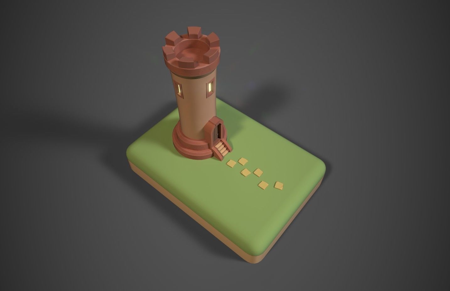 Stylized cartoon tower Low-poly 3D model_4